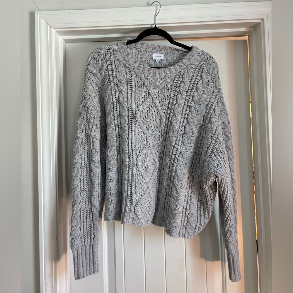 LA Hearts Violet Cable Knit Boxy Sweater